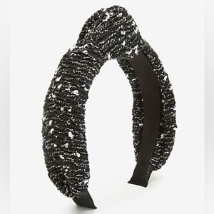 Express Boucle Knot Headband Black White Knit
